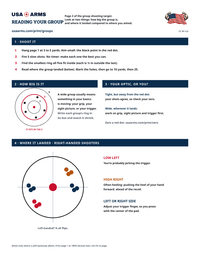 Group shooting, color printable target, page 2 (PDF preview)
