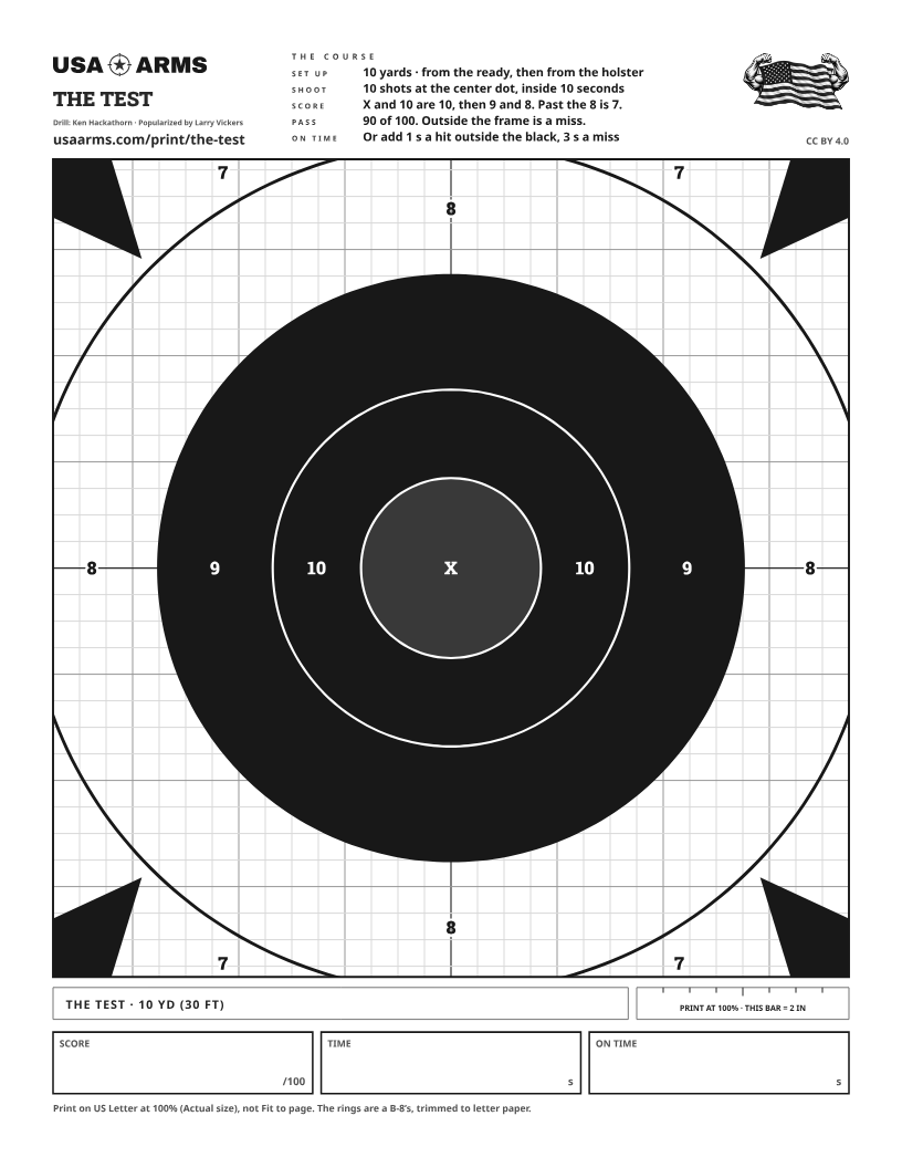 The Test 10-10-10, low-ink grayscale printable target (PDF preview)